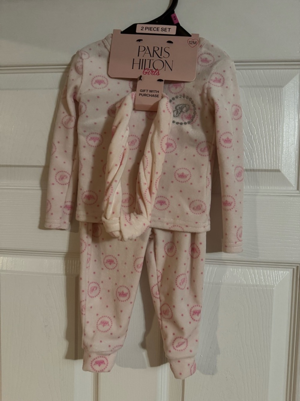 Paris Hilton Girls Pink Cream Fleece 2-Piece jogging suite